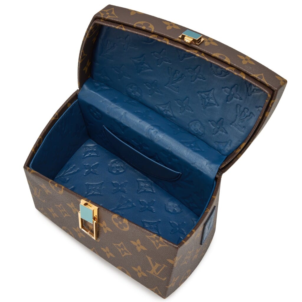 Brown Monogram Coated Canvas Iconoclasts Frank Gehry Twisted Box Gold Hardware, 2014