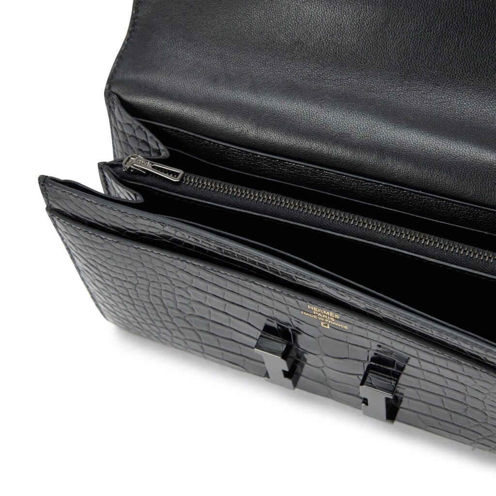 Black Shiny Alligator So Black Constance Long Wallet PVD Hardware, 2016