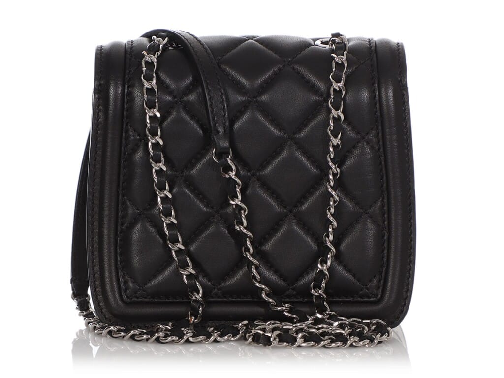 Black and White Quilted Lambskin Mini Citizen Flap Bag Silver Hardware, 2013