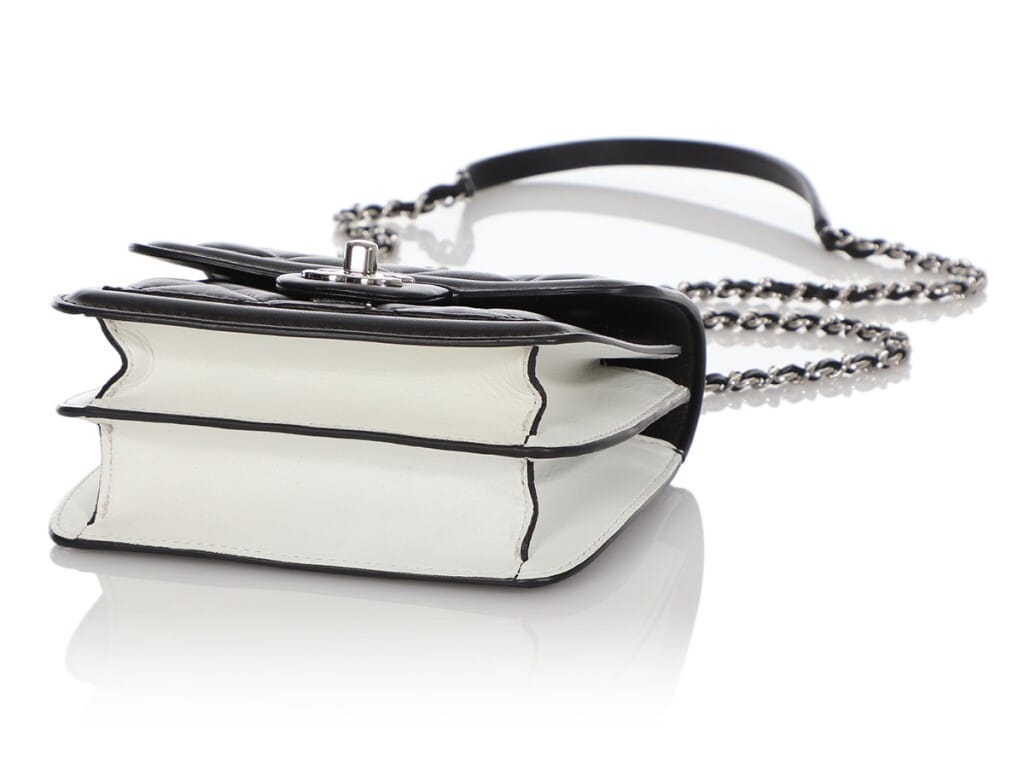 Black and White Quilted Lambskin Mini Citizen Flap Bag Silver Hardware, 2013