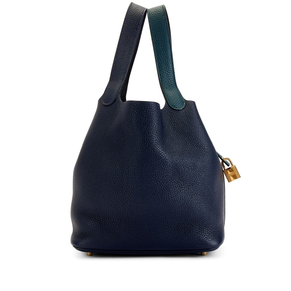 Limited Edition Vert Cypres, Bleu Nuit and Black Clemence Casaque Picotin Lock 22 Gold Hardware, 2020