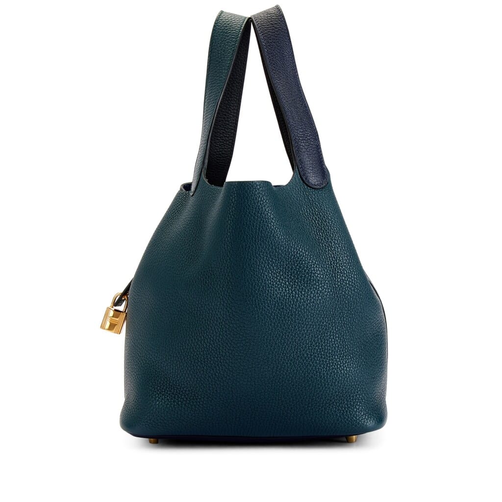 Limited Edition Vert Cypres, Bleu Nuit and Black Clemence Casaque Picotin Lock 22 Gold Hardware, 2020