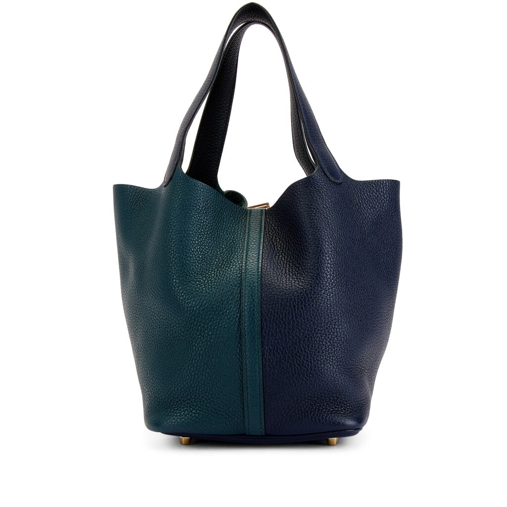 Limited Edition Vert Cypres, Bleu Nuit and Black Clemence Casaque Picotin Lock 22 Gold Hardware, 2020