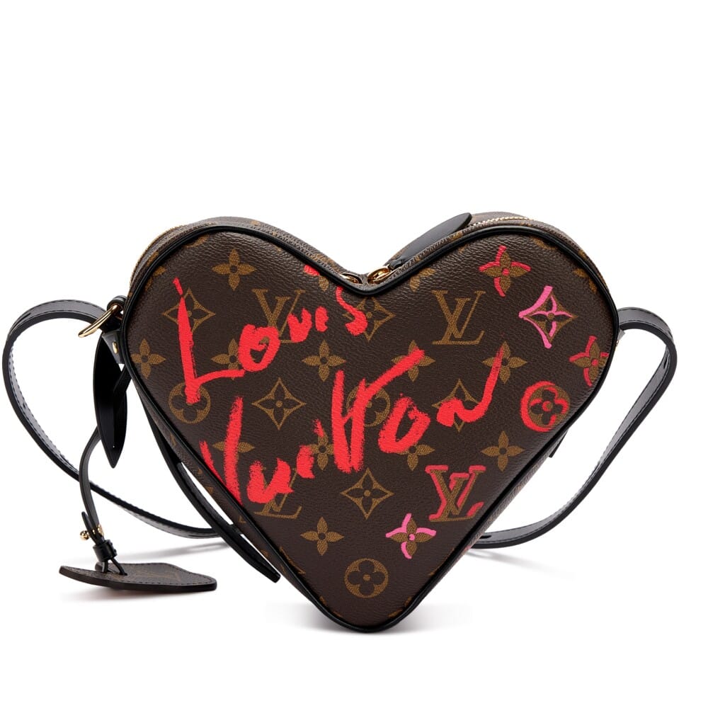 Brown, Red and Pink Monogram Coated Canvas Fall In Love Sac Coeur Heart Bag Gold Hardware, 2021