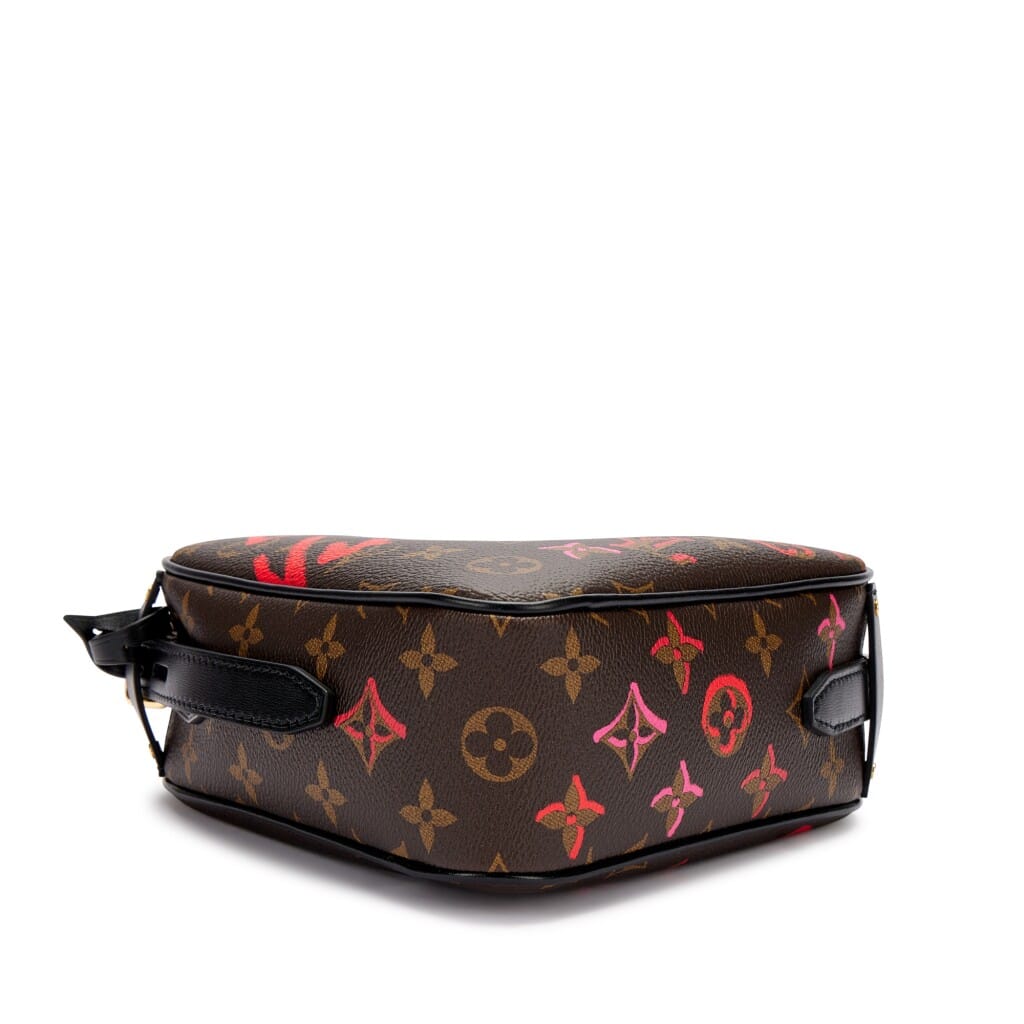 Brown, Red and Pink Monogram Coated Canvas Fall In Love Sac Coeur Heart Bag Gold Hardware, 2021