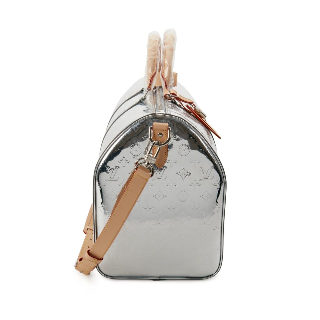 Virgil Abloh Silver Monogram Mirror Coated Canvas Keepall Bandoulière 50 Silver Hardware, 2021