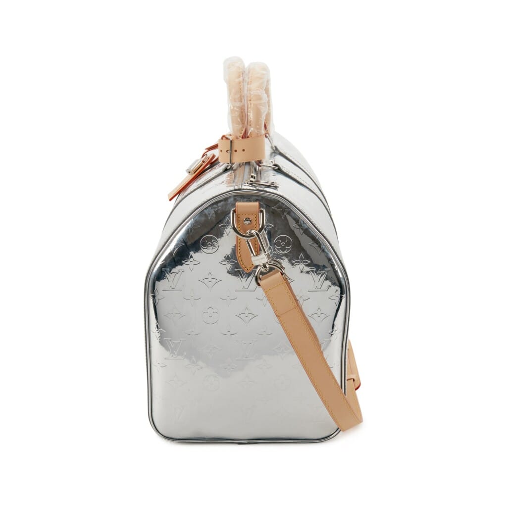 Virgil Abloh Silver Monogram Mirror Coated Canvas Keepall Bandoulière 50 Silver Hardware, 2021