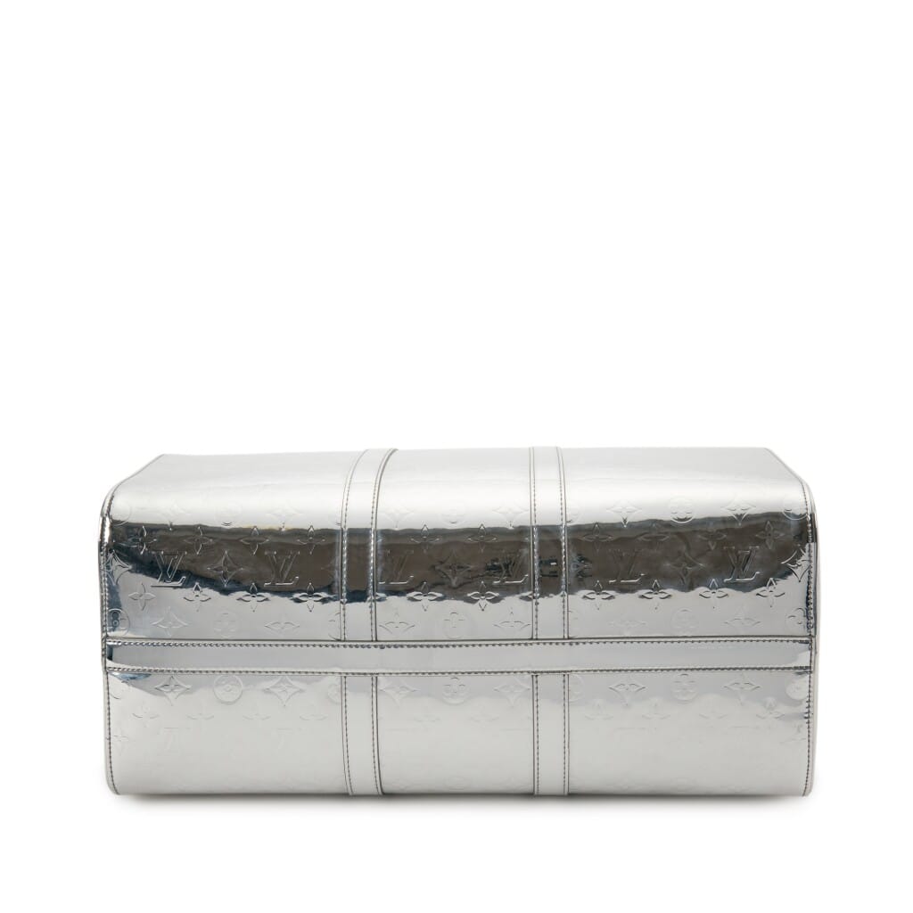 Virgil Abloh Silver Monogram Mirror Coated Canvas Keepall Bandoulière 50 Silver Hardware, 2021