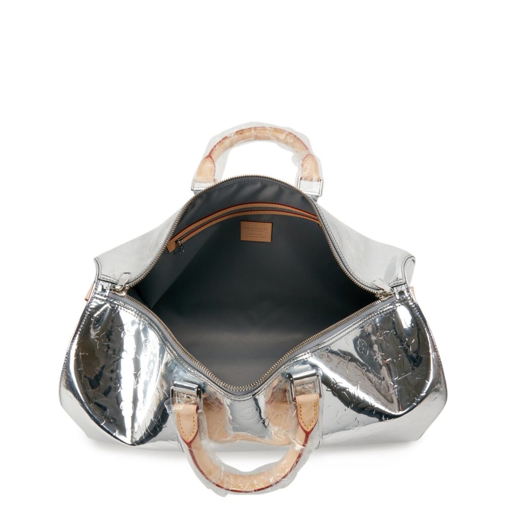 Virgil Abloh Silver Monogram Mirror Coated Canvas Keepall Bandoulière 50 Silver Hardware, 2021