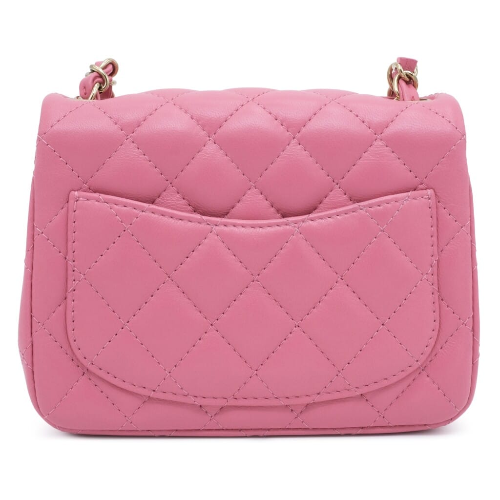 Pink Quilted Lambskin Mini Flap Bag Gold Hardware, 2021