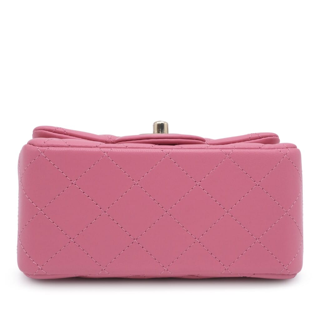 Pink Quilted Lambskin Mini Flap Bag Gold Hardware, 2021