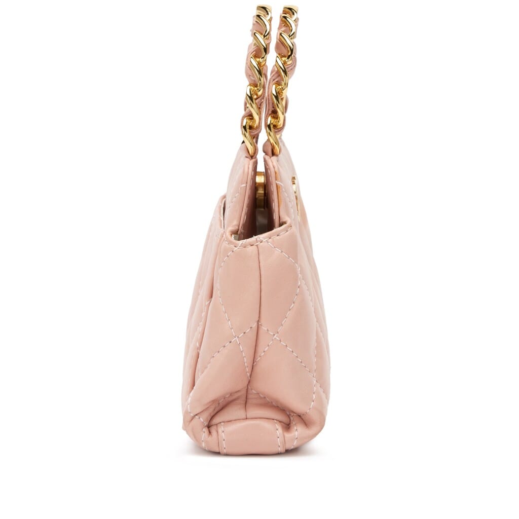 Pink Quilted Lambskin Mini Chain Top Handle CC Gold Hardware, 2004