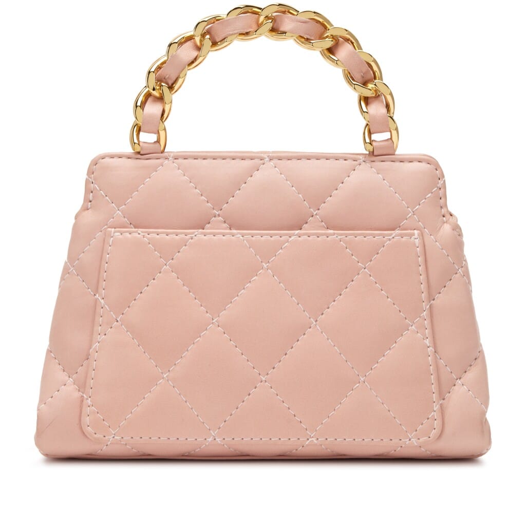 Pink Quilted Lambskin Mini Chain Top Handle CC Gold Hardware, 2004