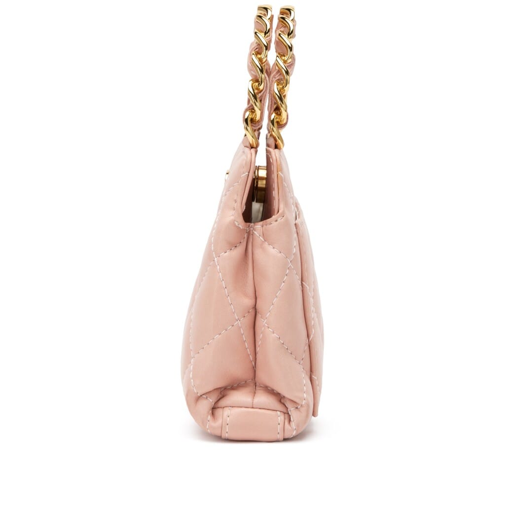 Pink Quilted Lambskin Mini Chain Top Handle CC Gold Hardware, 2004