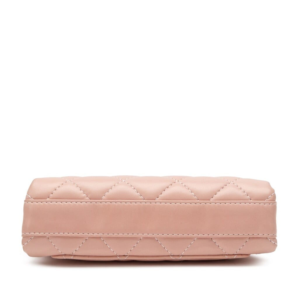 Pink Quilted Lambskin Mini Chain Top Handle CC Gold Hardware, 2004