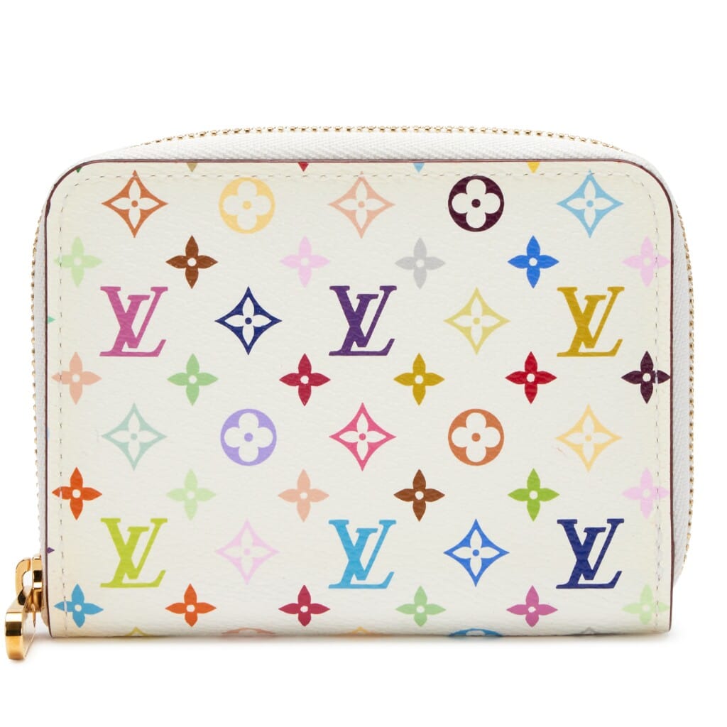 White Litchi Monogram Multicolor Zippy Coin Purse Wallet Gold Hardware, 2013