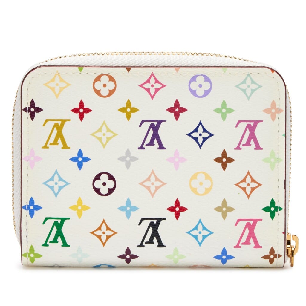 White Litchi Monogram Multicolor Zippy Coin Purse Wallet Gold Hardware, 2013
