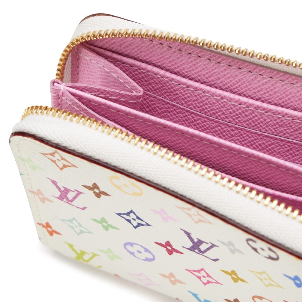 White Litchi Monogram Multicolor Zippy Coin Purse Wallet Gold Hardware, 2013