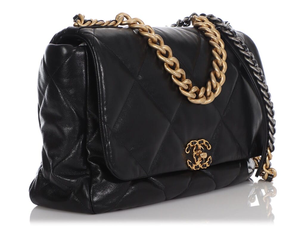 Black Quilted Goatskin Maxi 19 Flap Gold Silver and Ruthenium Hardware, 2021
