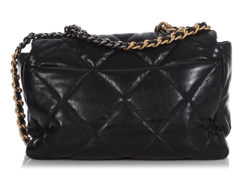 Black Quilted Goatskin Maxi 19 Flap Gold Silver and Ruthenium Hardware, 2021