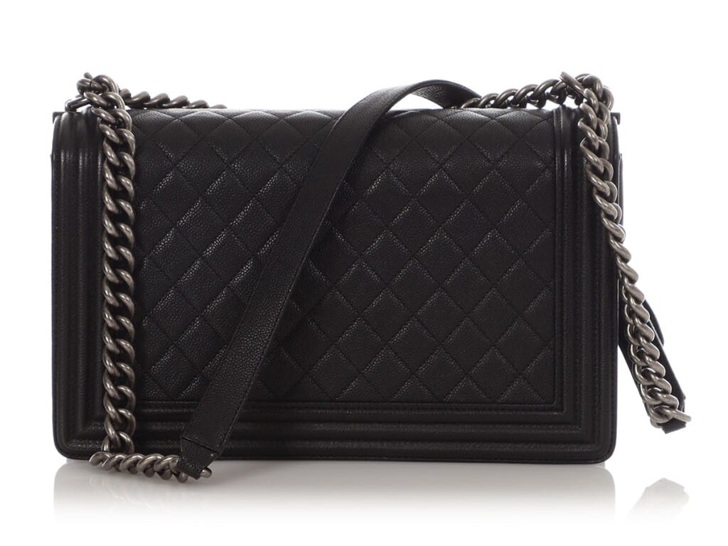 Black Quilted Caviar New Medium Boy Bag with Silver Tone Hardware, 2016-2017