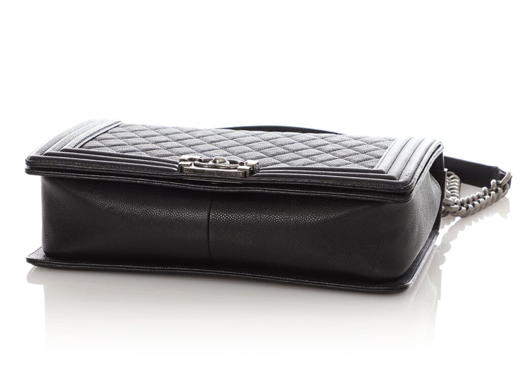 Black Quilted Caviar New Medium Boy Bag with Silver Tone Hardware, 2016-2017