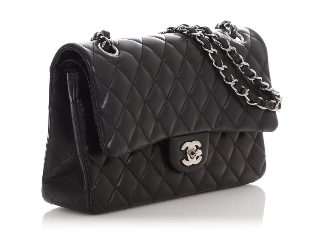 Black Quilted Lambskin Medium Classic Double Flap Bag Silver Hardware, 2016-2017
