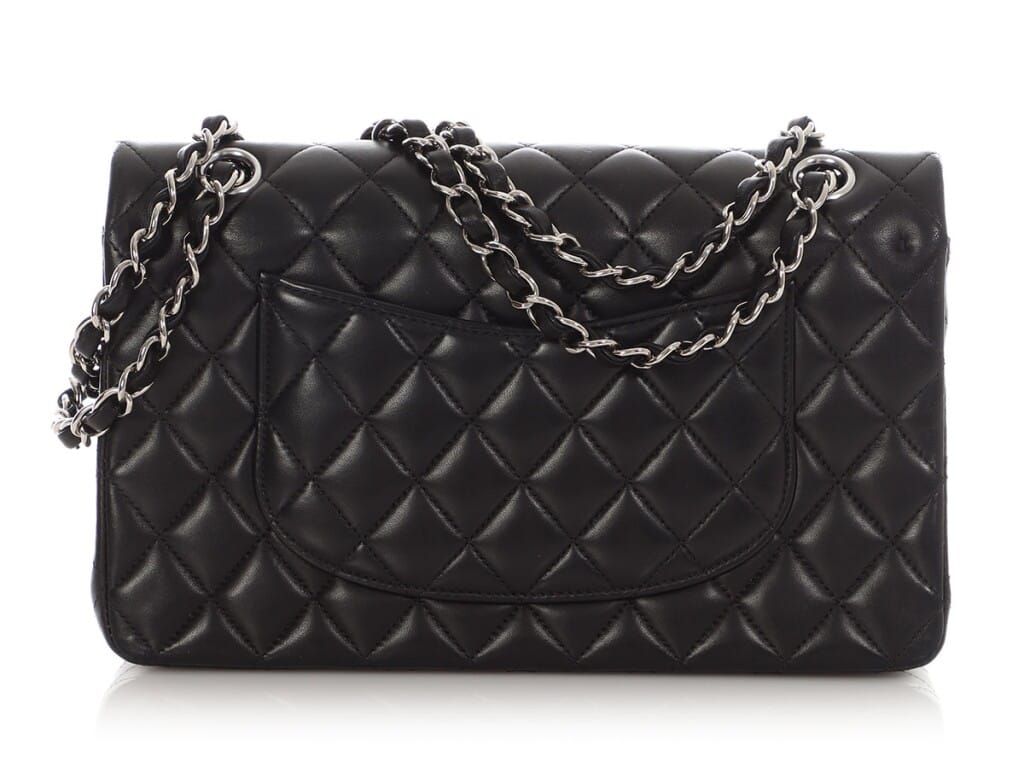 Black Quilted Lambskin Medium Classic Double Flap Bag Silver Hardware, 2016-2017