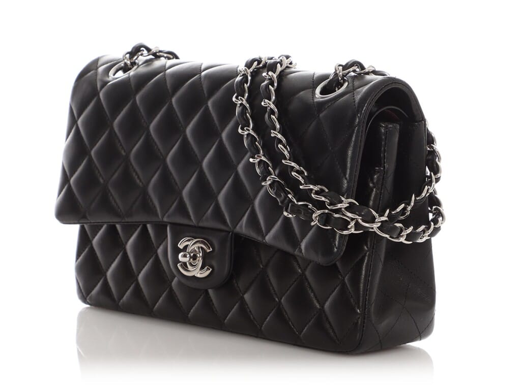 Black Quilted Lambskin Medium Classic Double Flap Bag Silver Hardware, 2016-2017
