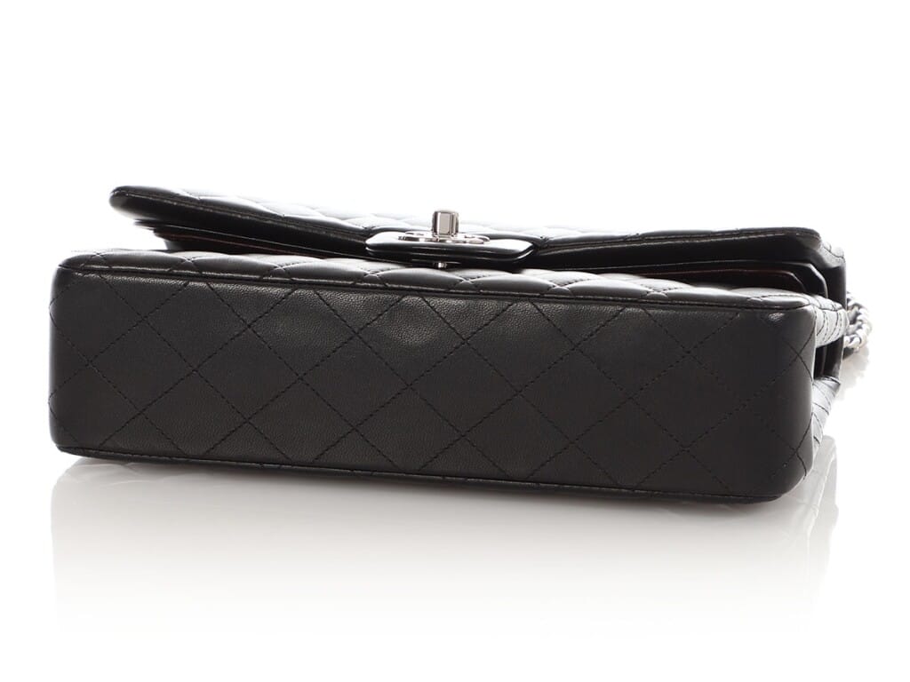 Black Quilted Lambskin Medium Classic Double Flap Bag Silver Hardware, 2016-2017
