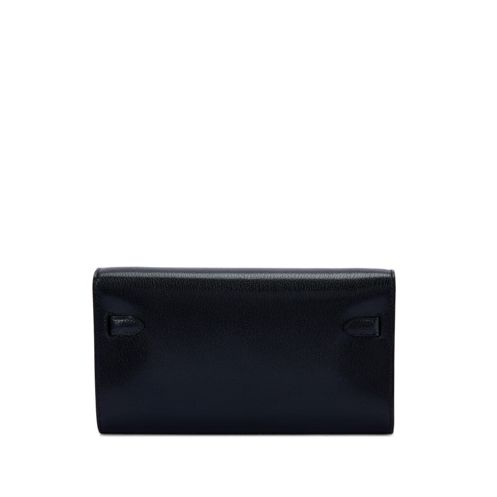 Black Chèvre Kelly-To-Go Wallet Electrum Hardware, 2025