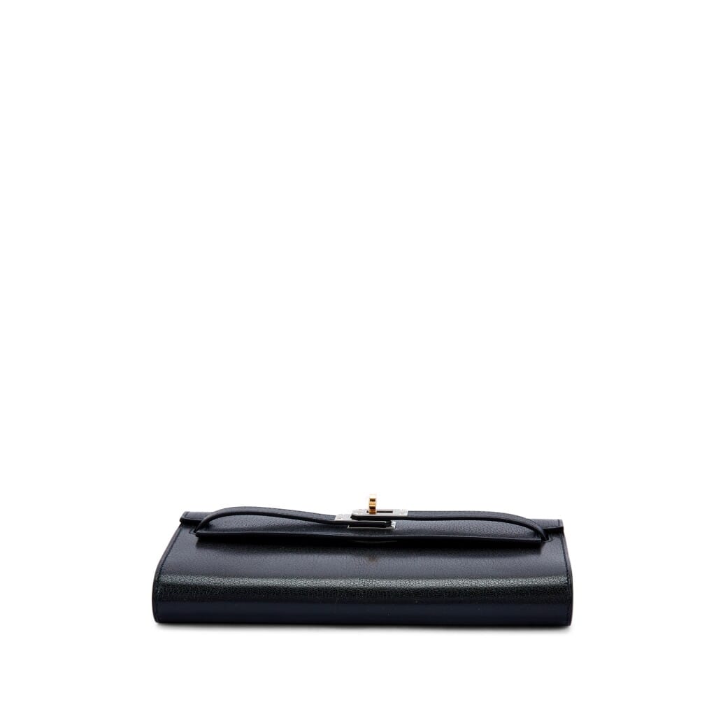 Black Chèvre Kelly-To-Go Wallet Electrum Hardware, 2025