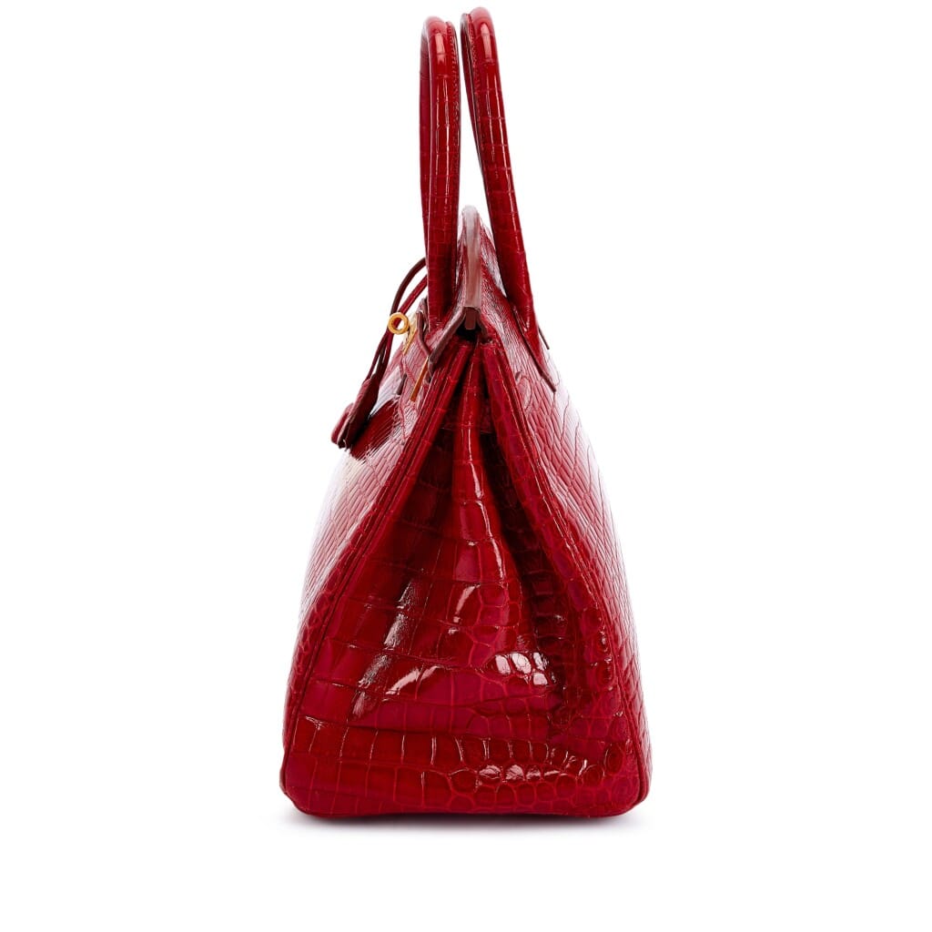 Rouge Braise Shiny Porosus Crocodile Birkin 35 Gold Hardware, 1997