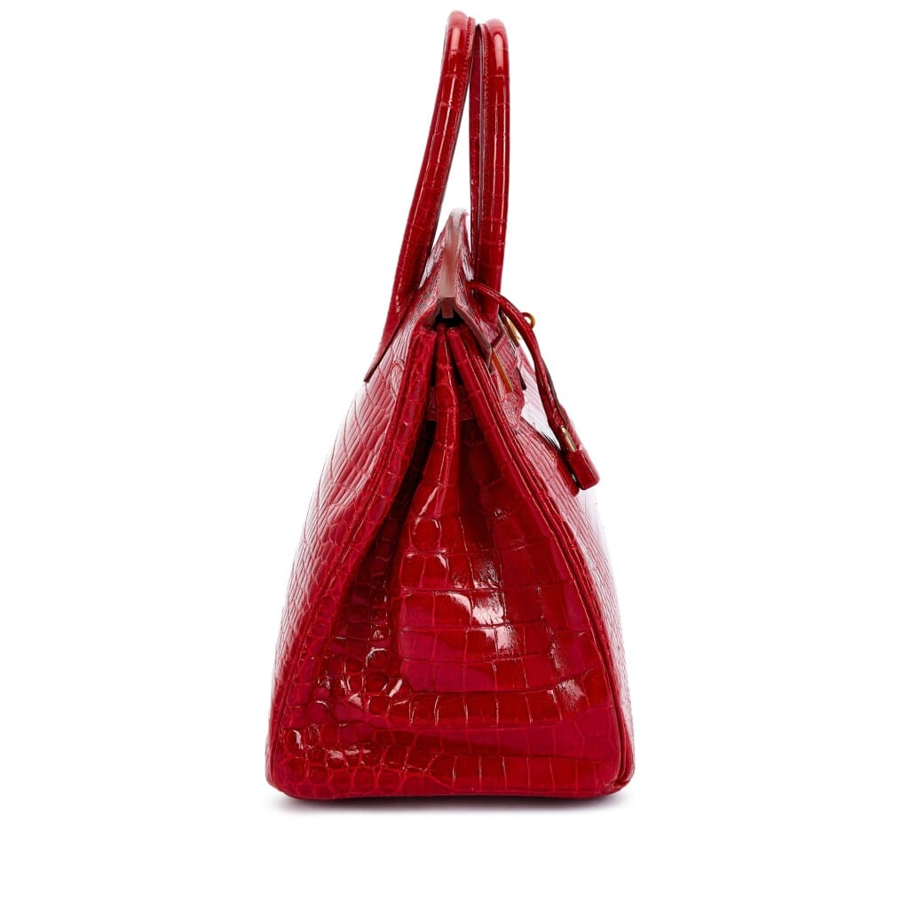 Rouge Braise Shiny Porosus Crocodile Birkin 35 Gold Hardware, 1997