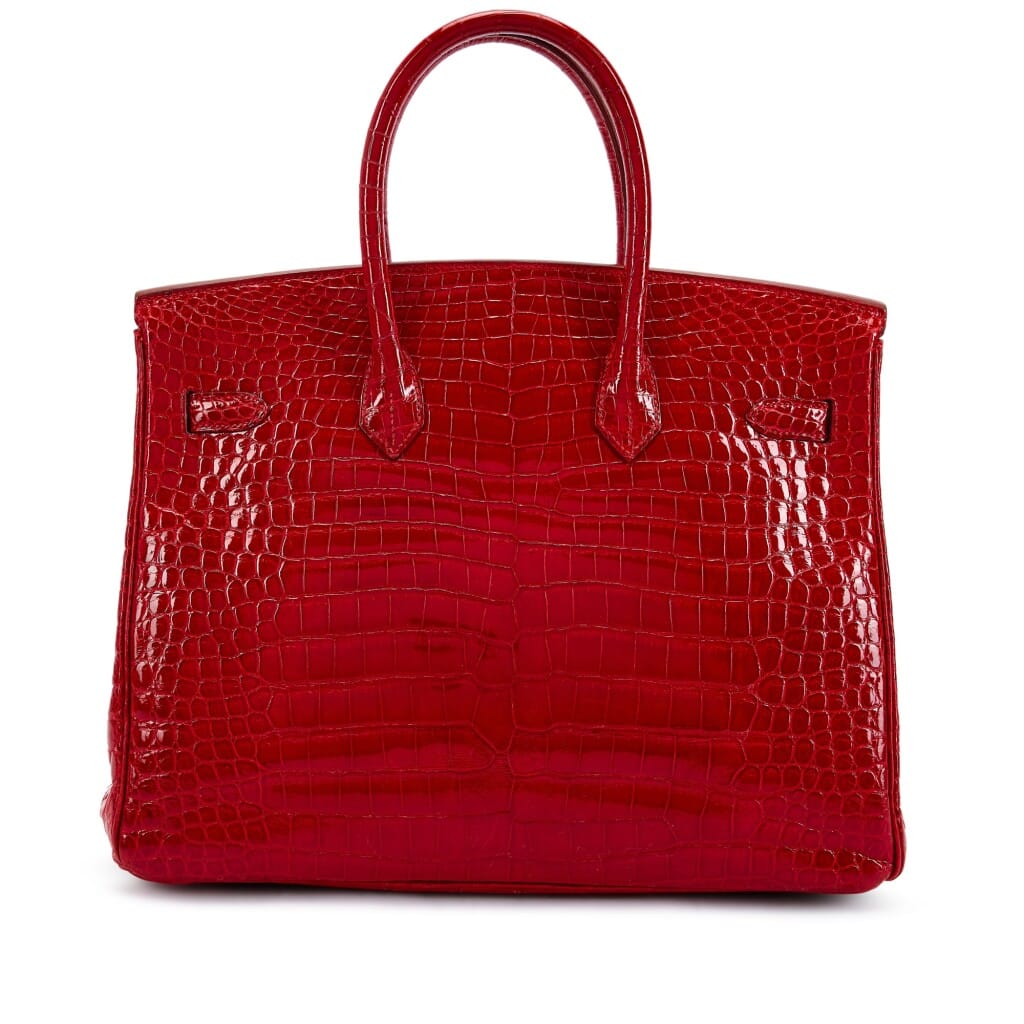 Rouge Braise Shiny Porosus Crocodile Birkin 35 Gold Hardware, 1997