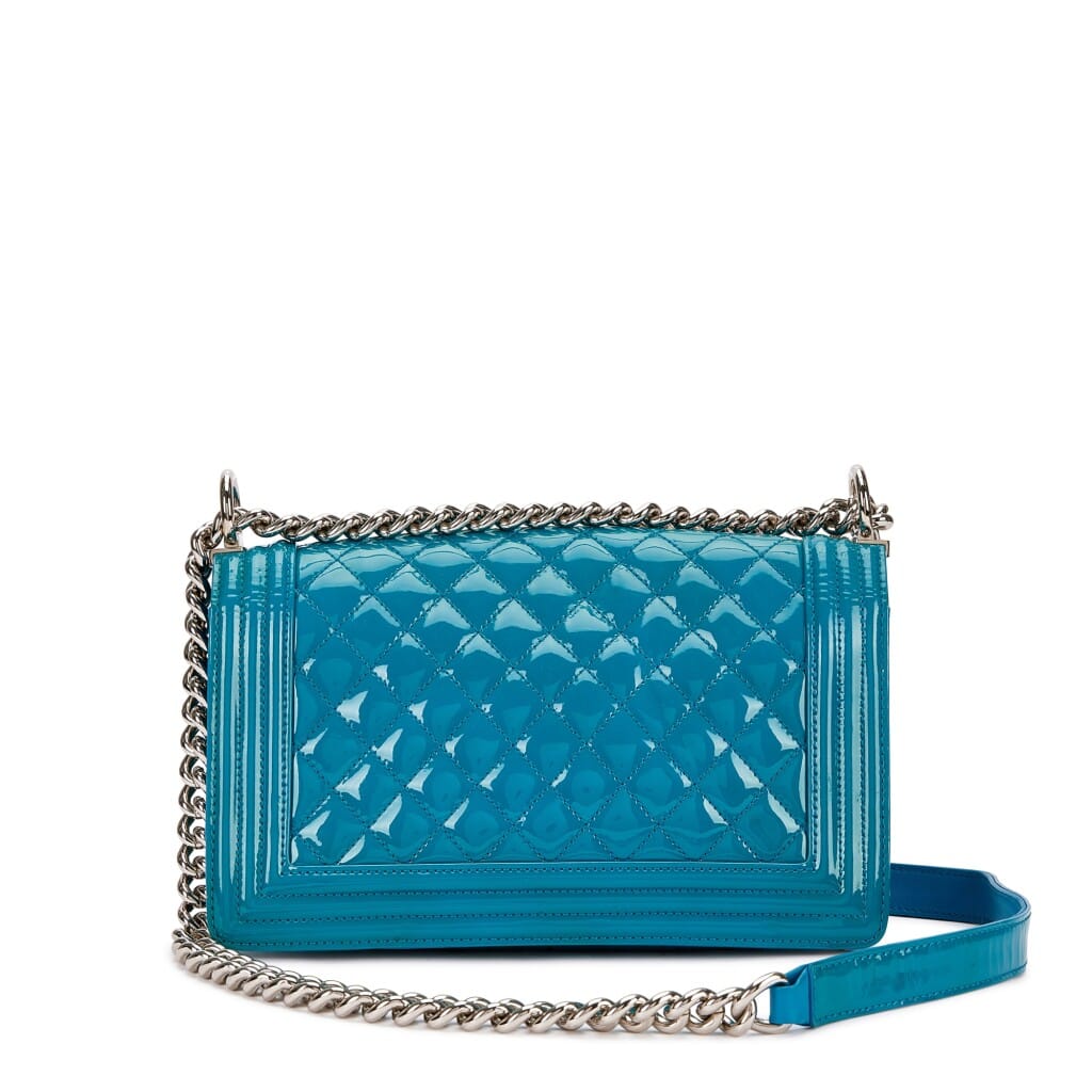 Blue Patent Quilted Small Boy Bag Silver Hardware 2014-2015