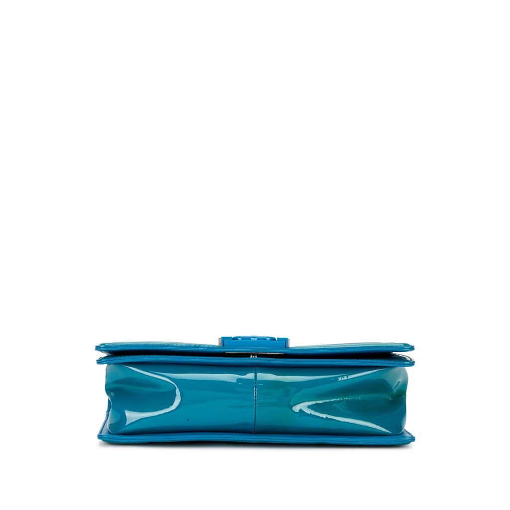 Blue Patent Quilted Small Boy Bag Silver Hardware 2014-2015