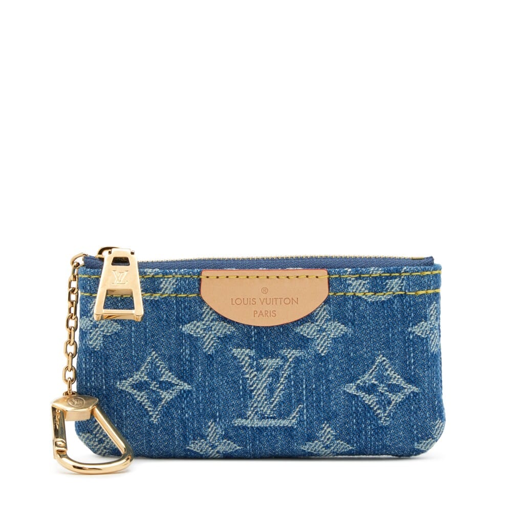 Blue Denim Monogram Denim Key Pouch Gold Hardware, 2024