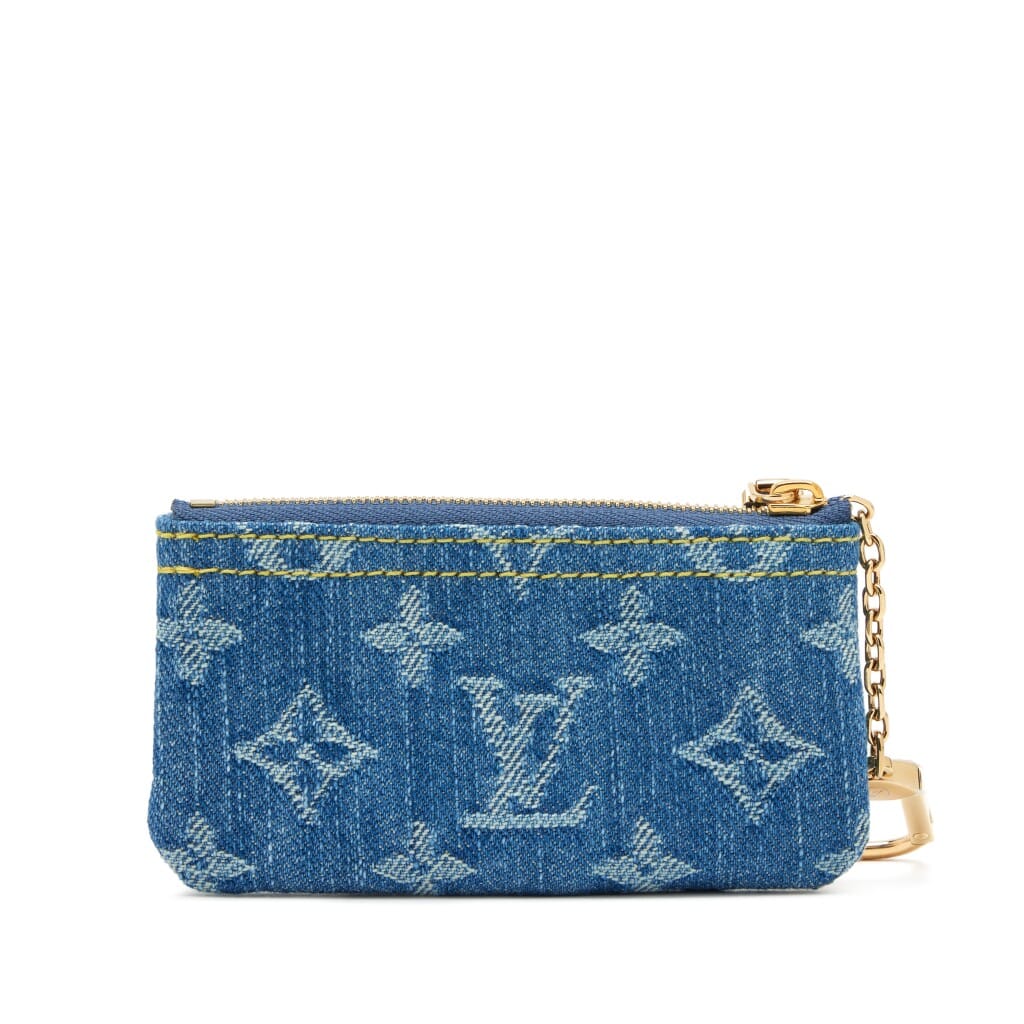Blue Denim Monogram Denim Key Pouch Gold Hardware, 2024
