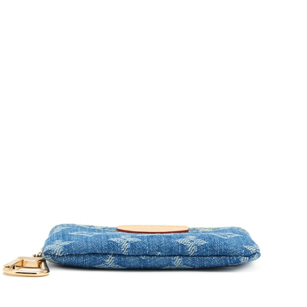 Blue Denim Monogram Denim Key Pouch Gold Hardware, 2024