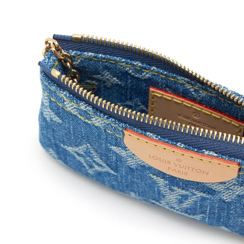 Blue Denim Monogram Denim Key Pouch Gold Hardware, 2024