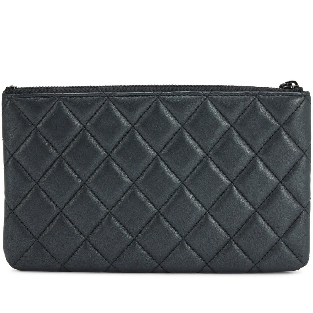 So Black Quilted Lambskin Small O Case Pouch Black Hardware, 2023
