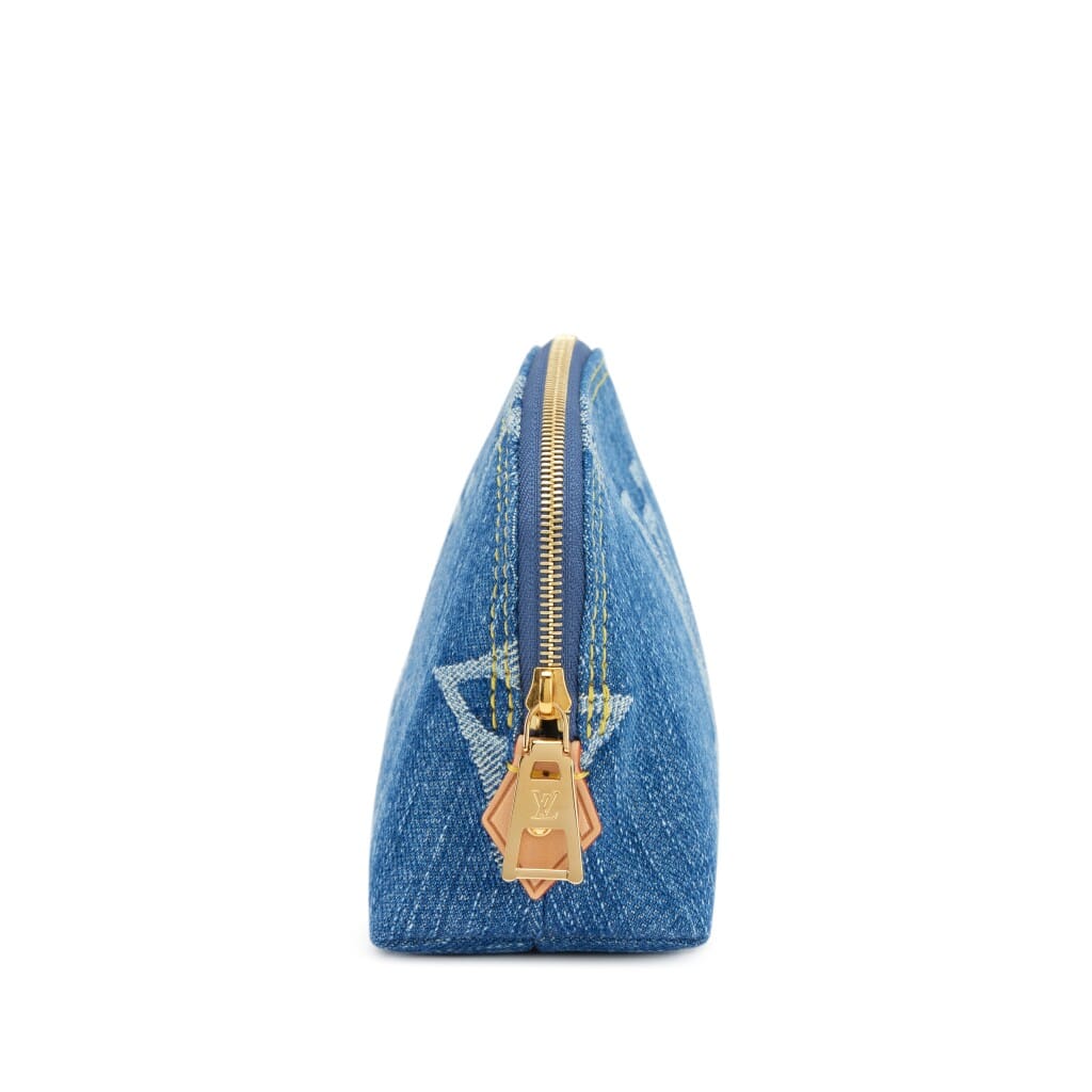 Blue Denim Giant Monogram Pochette Cosmetique PM Gold Hardware, 2024