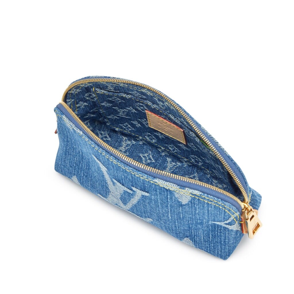 Blue Denim Giant Monogram Pochette Cosmetique PM Gold Hardware, 2024