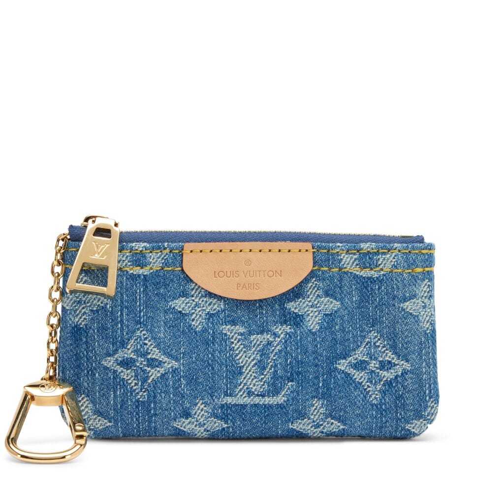 Blue Denim Monogram Denim Key Pouch Gold Hardware, 2024