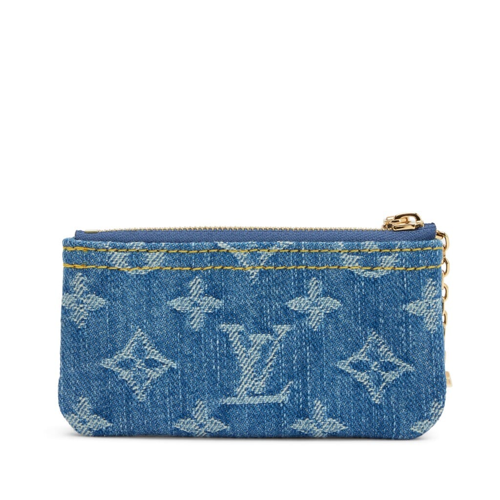 Blue Denim Monogram Denim Key Pouch Gold Hardware, 2024