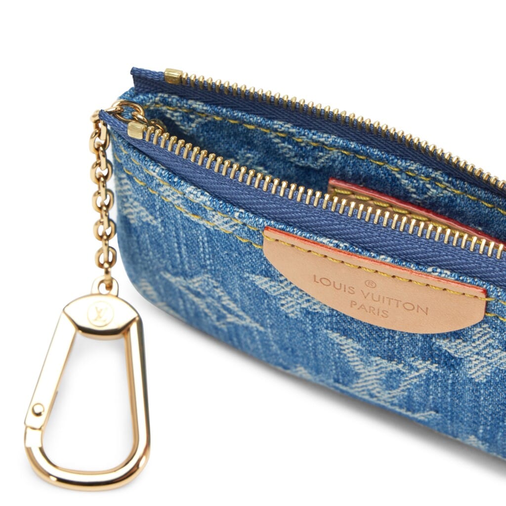 Blue Denim Monogram Denim Key Pouch Gold Hardware, 2024