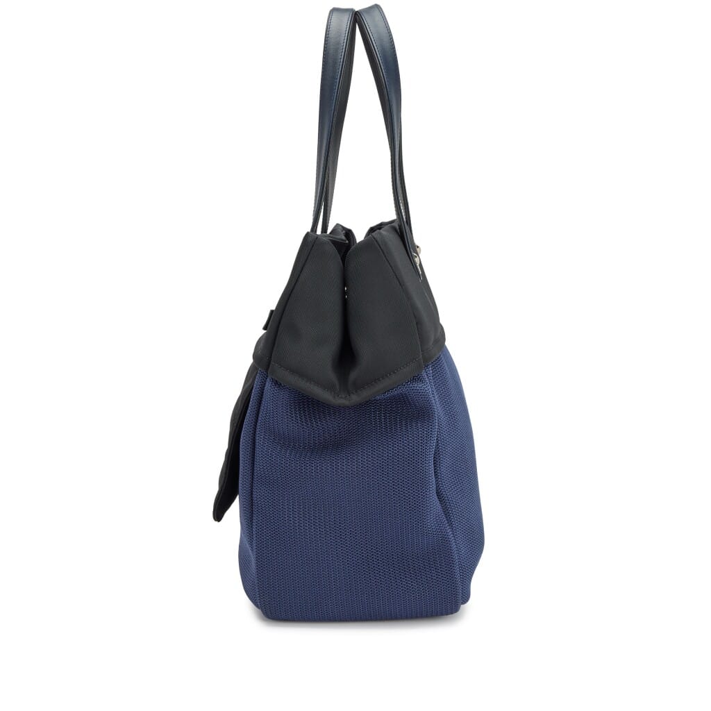 Navy Blue and Black Quilted Rue Cambon Shopping Tote Silver Hardware, 2013-2014