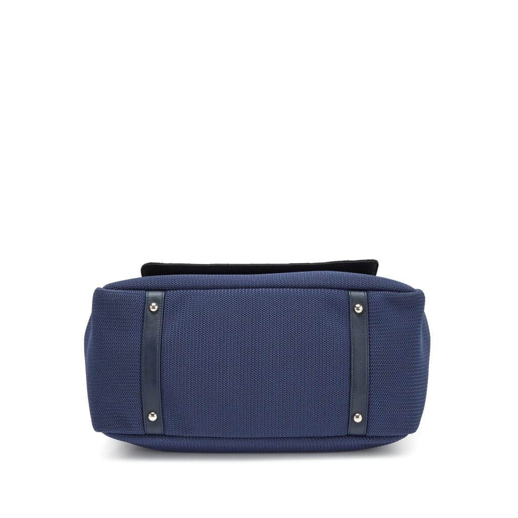Navy Blue and Black Quilted Rue Cambon Shopping Tote Silver Hardware, 2013-2014