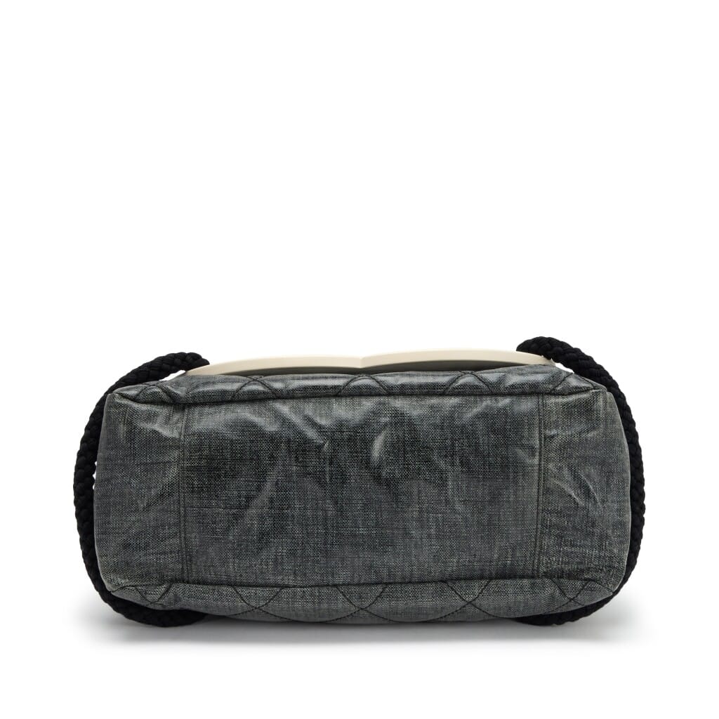 Grey Quilted Coated Canvas Large CC limited Edition Cruise Yacht Collection Tote Silver Hardware, 2008